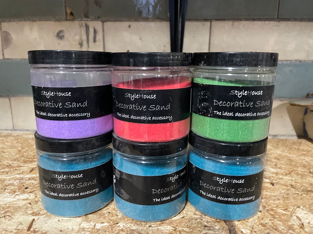 Lot 217: 6 Jars of coloured crafting sand