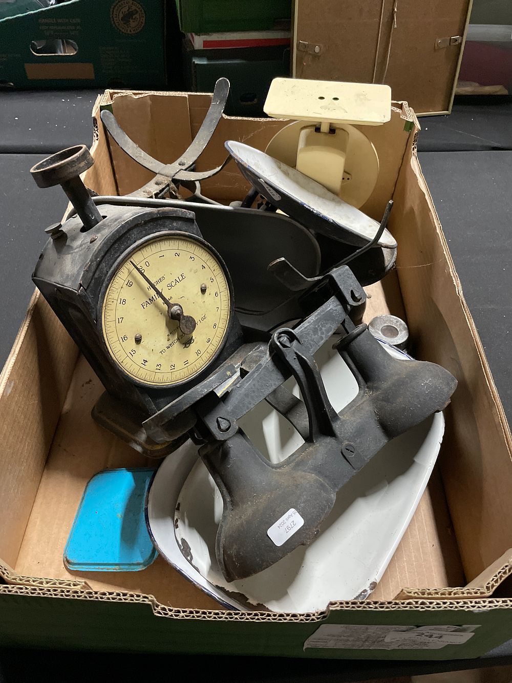 Lot 244: Box of various vintage scales