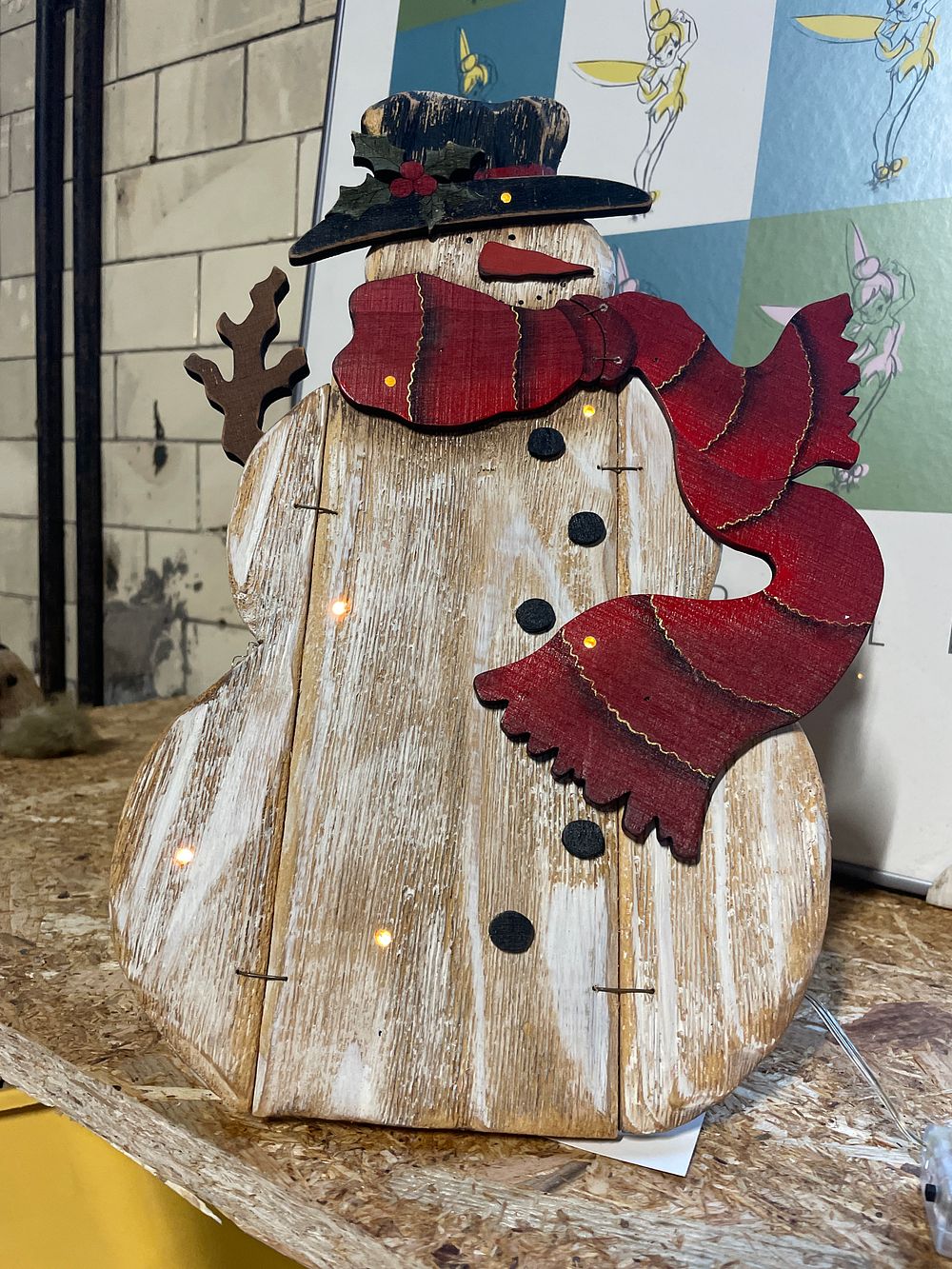 Lot 258: Light up wood snowman