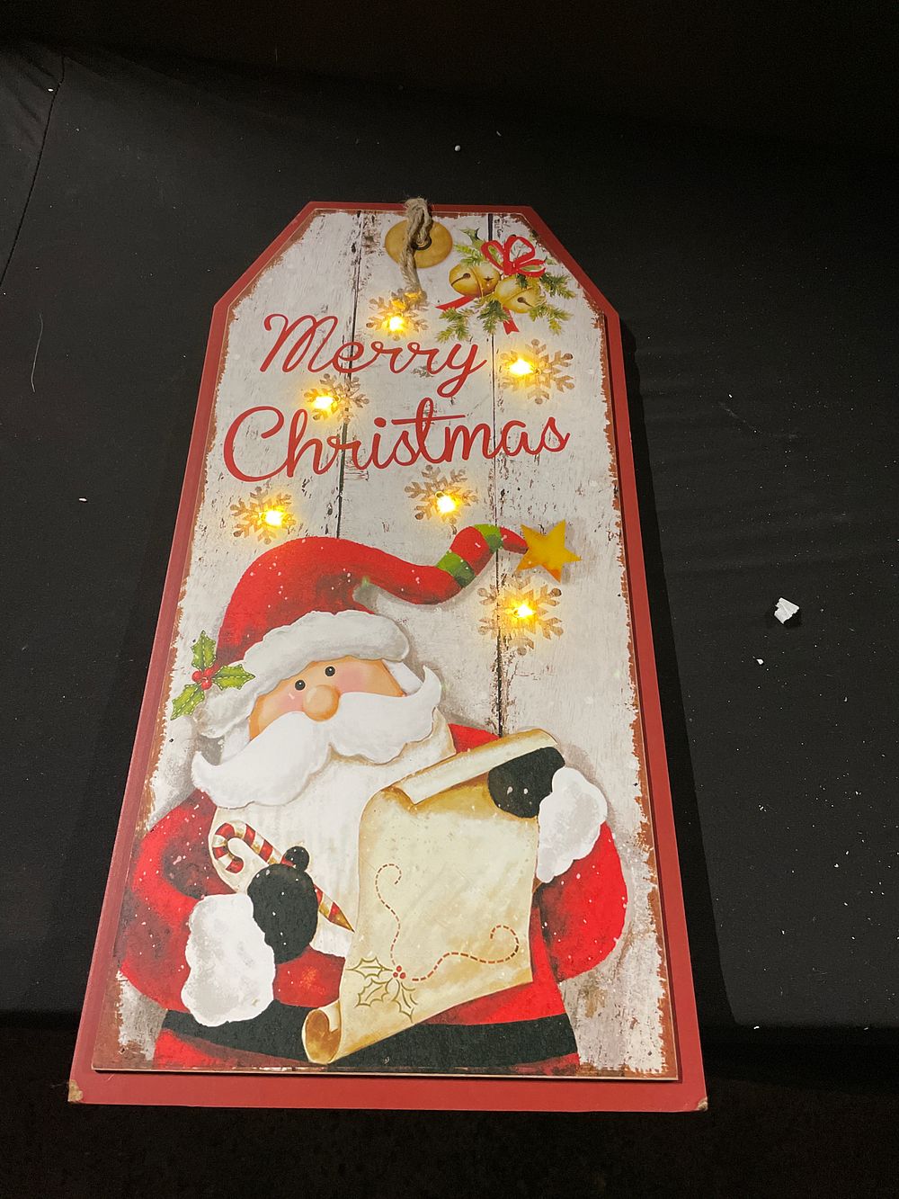 Lot 283: Merry Christmas woode light up tag