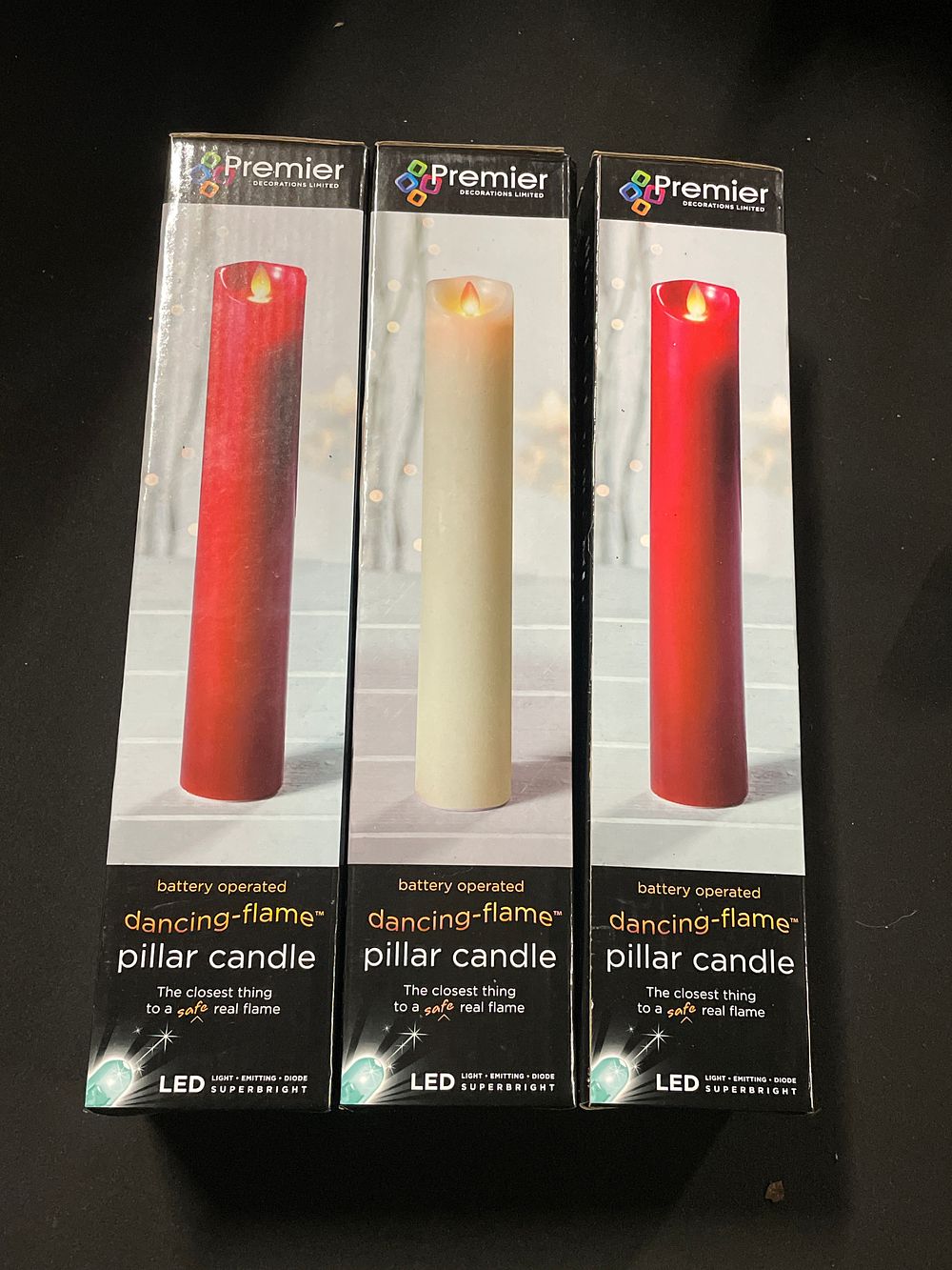 Lot 297: 3 dancing flame pillar candles
