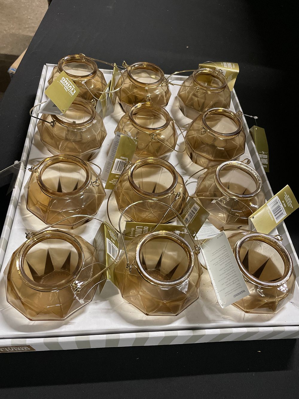 Lot 298: 12 outdoor living glass lanterns, collection only