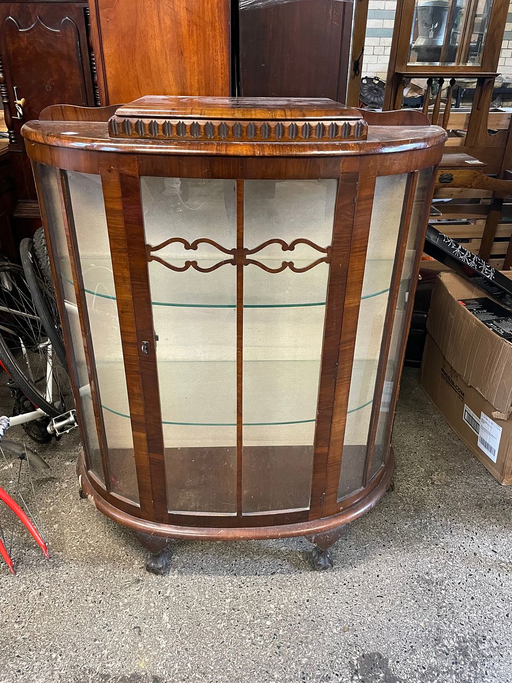 Lot 382: Victorian bow fronted display cabinet