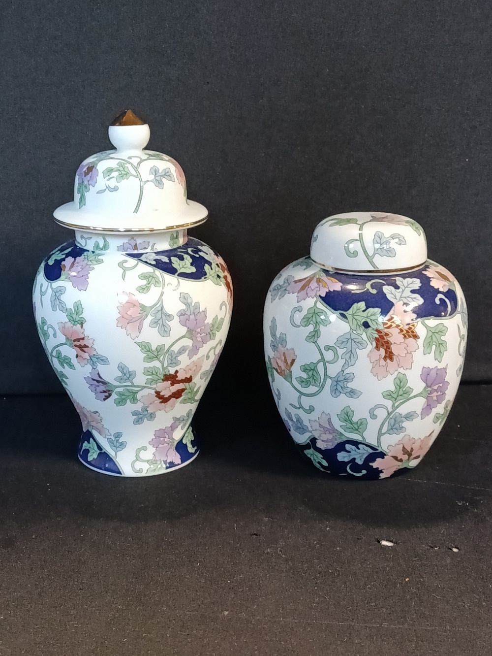 Lot 317: Pair of Japanese ginger jars with floral design