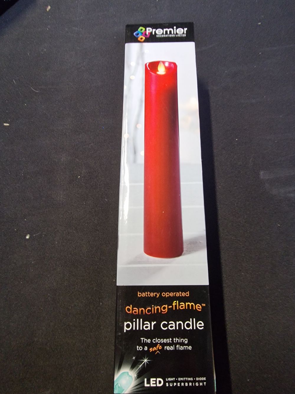 Lot 326: Christmas LED dancing flame pillar candle red