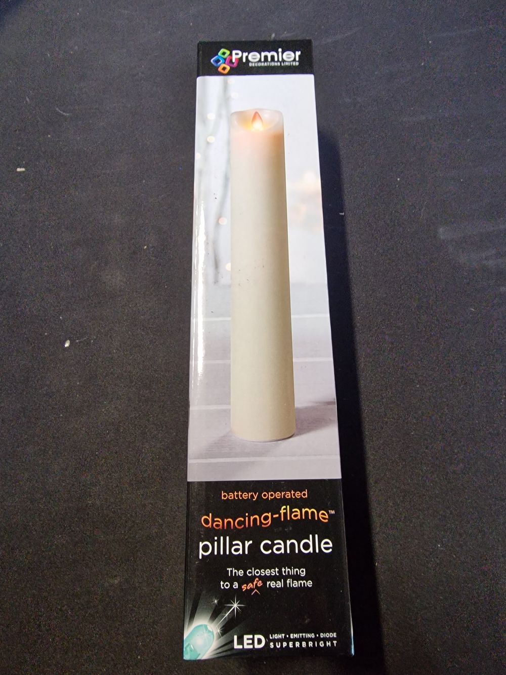 Lot 327: Christmas LED dancing flame pillar candle white