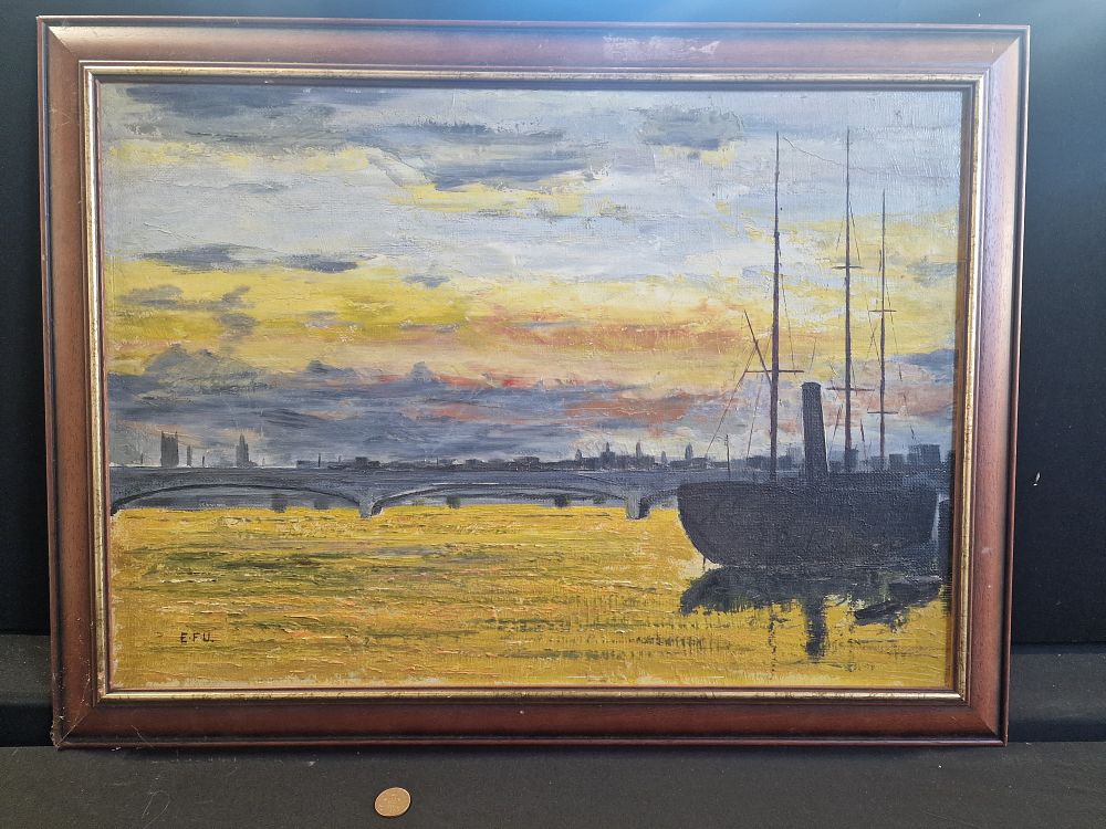Lot 93: Original Framed Oil Painting of 'Evening' by EF Underwood. Approx 78x59cm
