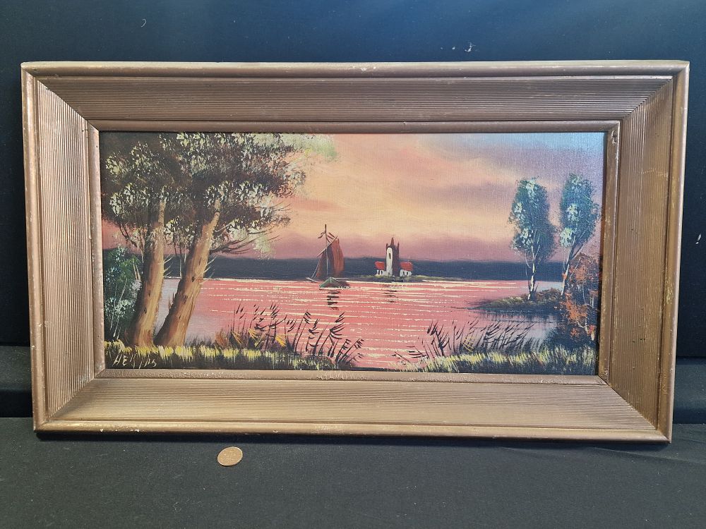 Lot 94: Original Framed Oriental Oil Painting Approx. 72x42cm