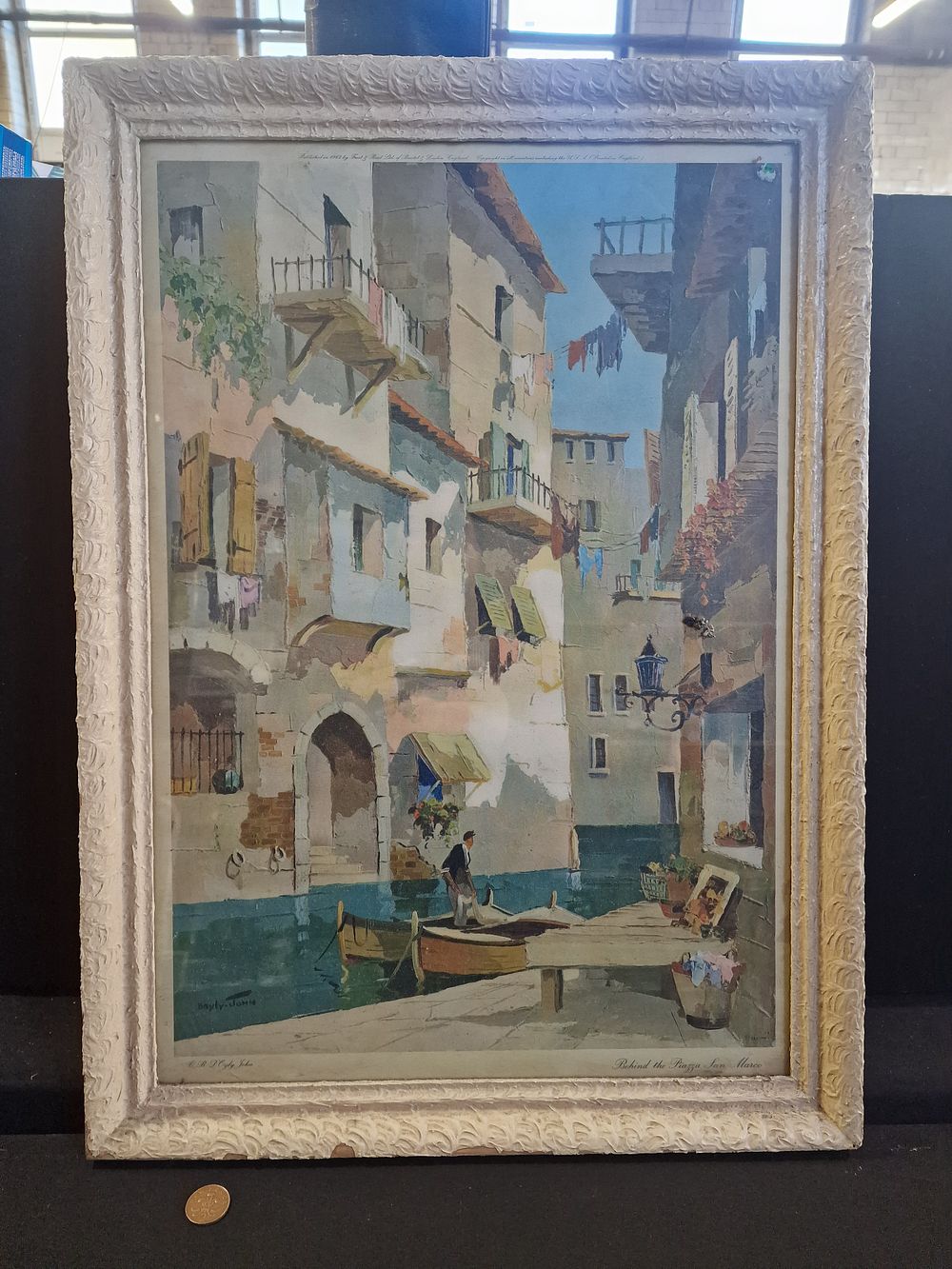 Lot 98: Framed Print of Behind the Piazza San Marco by CR D'Oyly John. Approx 68x50cm Frame a/f