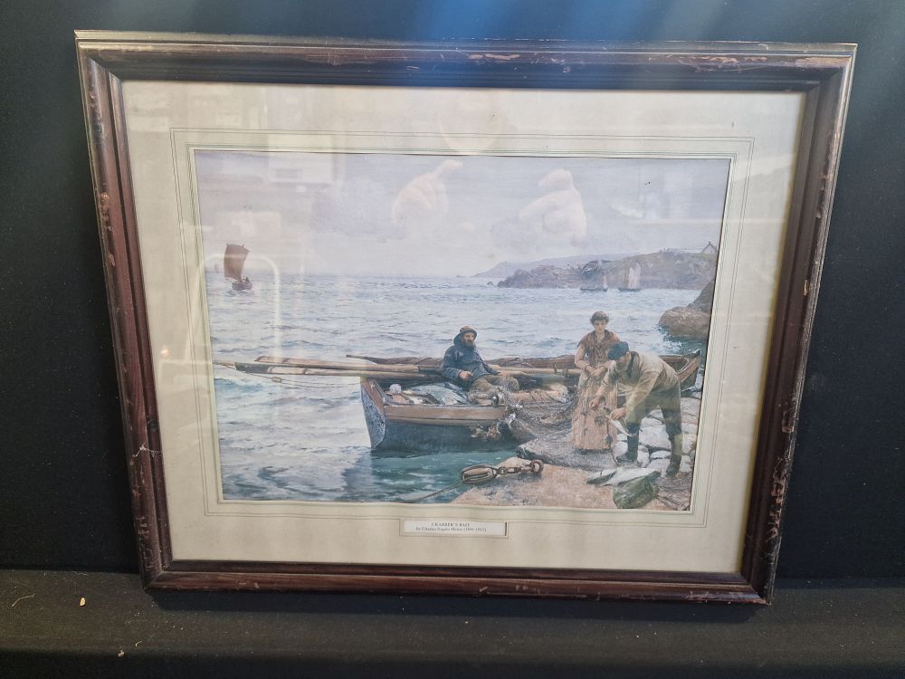 Lot 99: Framed Print of Crabbers Bait by Charles Napier Henry. Approx 57x47cm