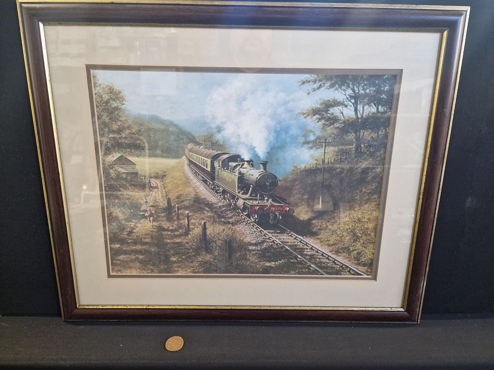 Lot 100: Framed Print of GWR Locomotive 4570 by Don Breckon. Approx 56x46cm