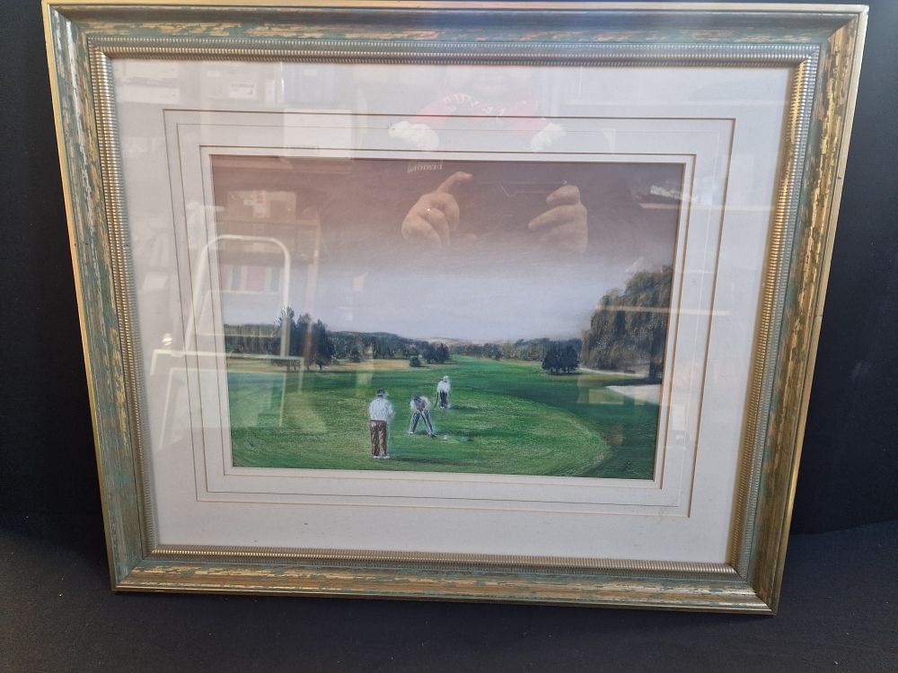 Lot 113: Framed Golfing Print Approx 58x48cm