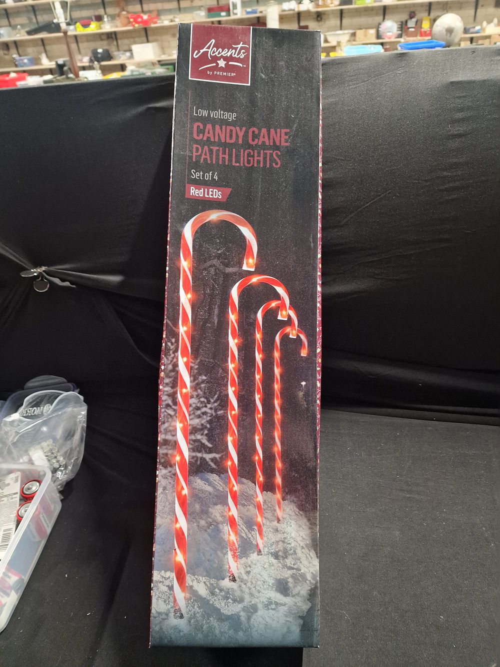 Lot 144: Set of 4 Candy Cane Path Lights Red LEDs