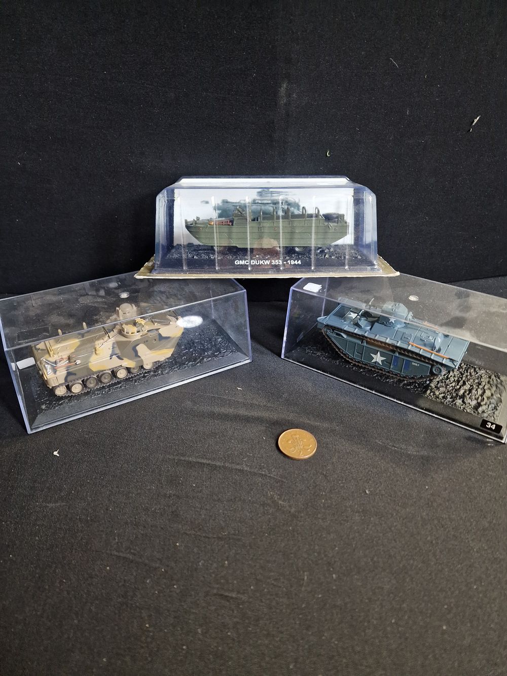 Lot 183: Three Model Tanks in Display Cases