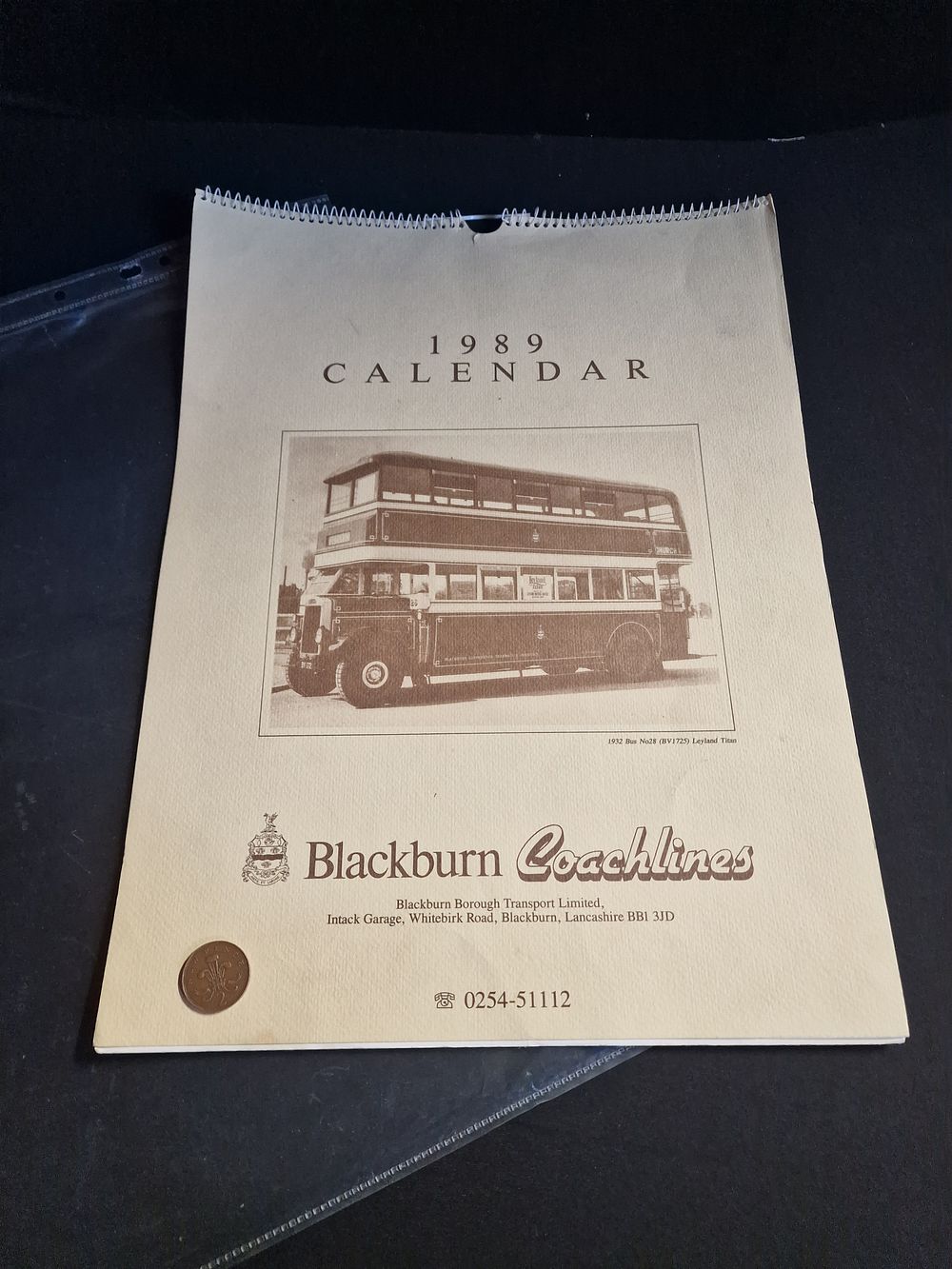 Lot 233: Blackburn Coach lines 1989 Calender. A real must buy for all Bus Spotters