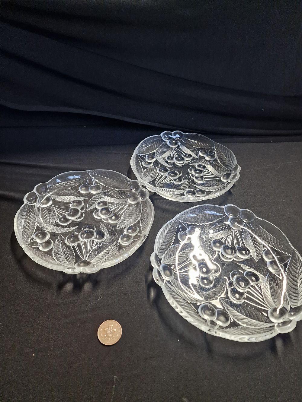 Lot 250: Three Cherry Design Glass Bowls