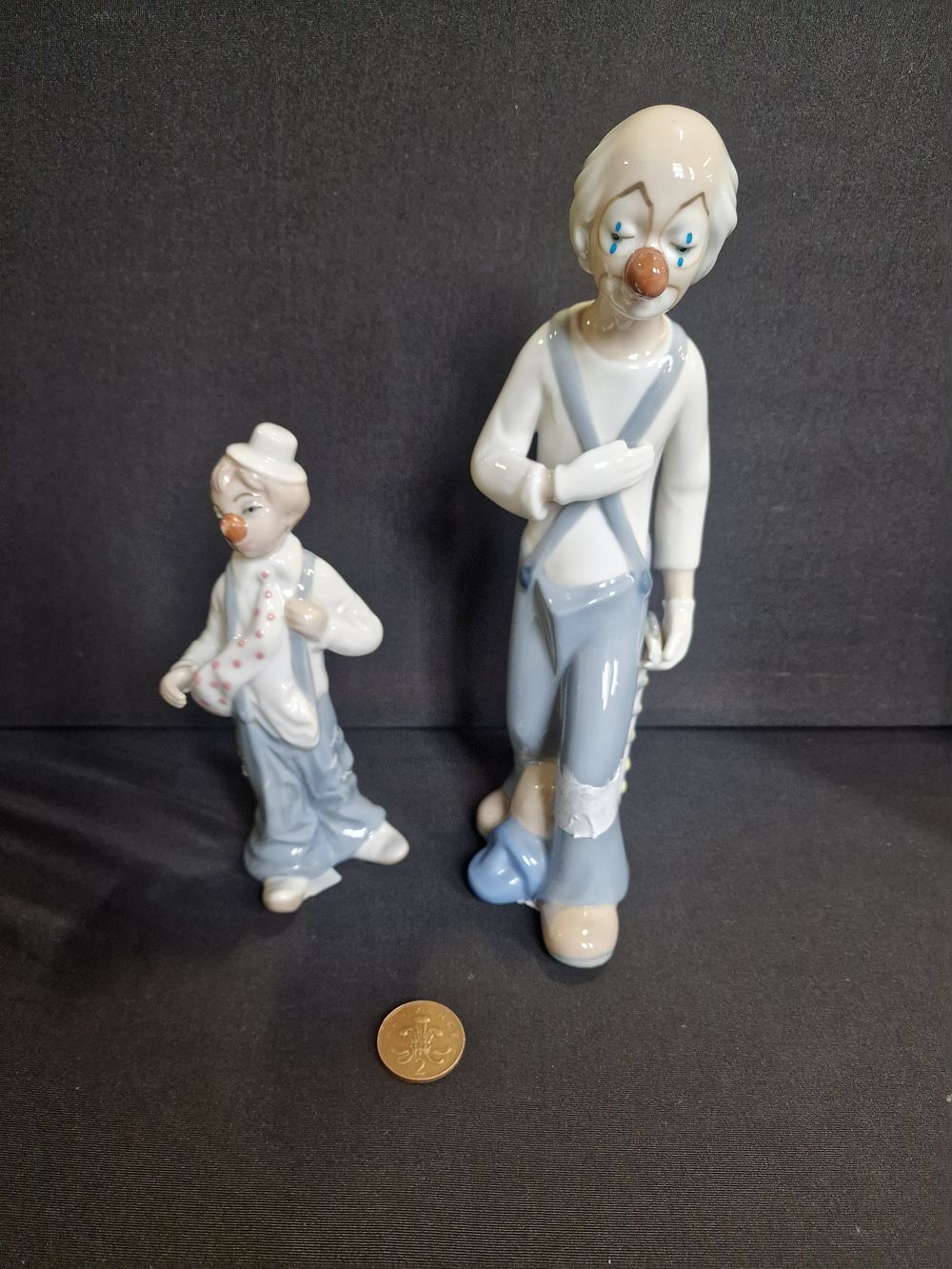 Lot 281: Pair of Porcelain Clown Figurines by Cascades Spain