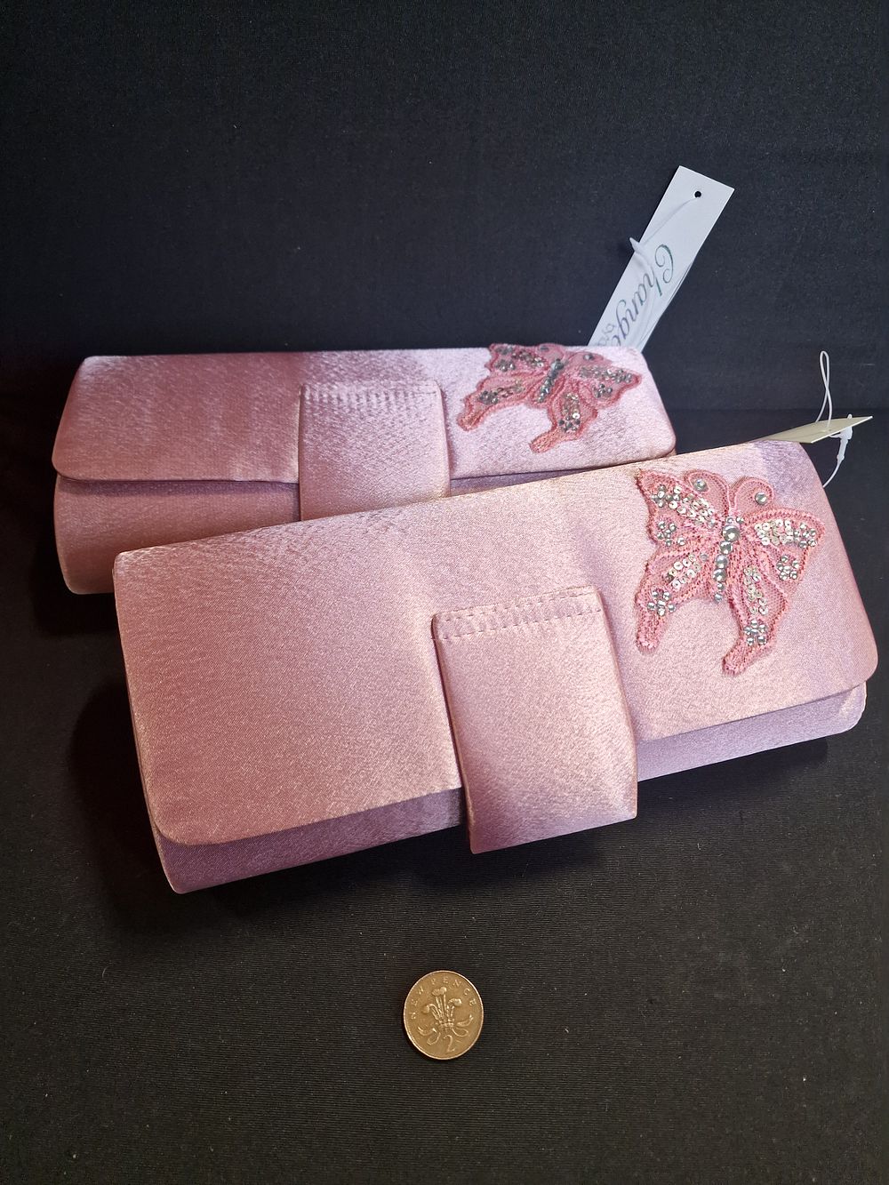 Lot 329: Pair of Brand New Ladies Butterfly Clutch Bags