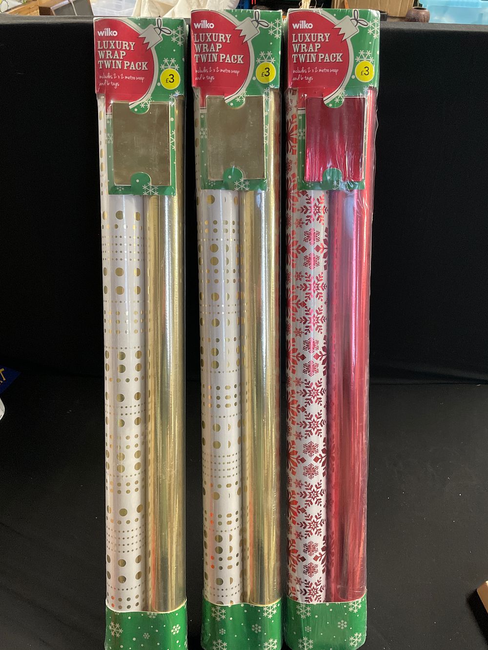 Lot 178: 3 packs of luxury wrapping paper 2mtr x2 and tags