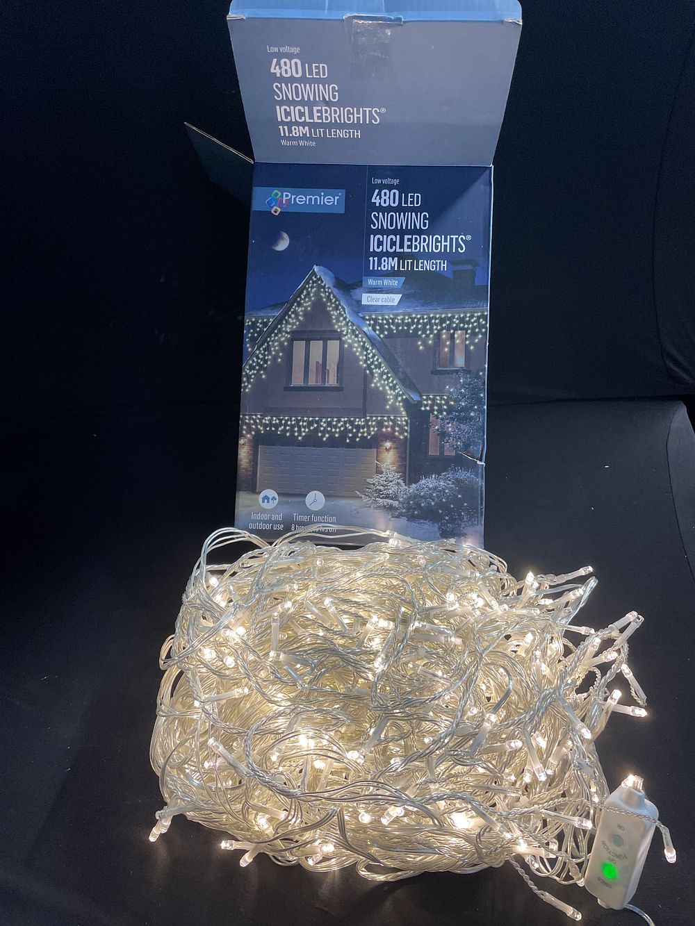 Lot 242: 480 LED snowing icicle brights 11.8m