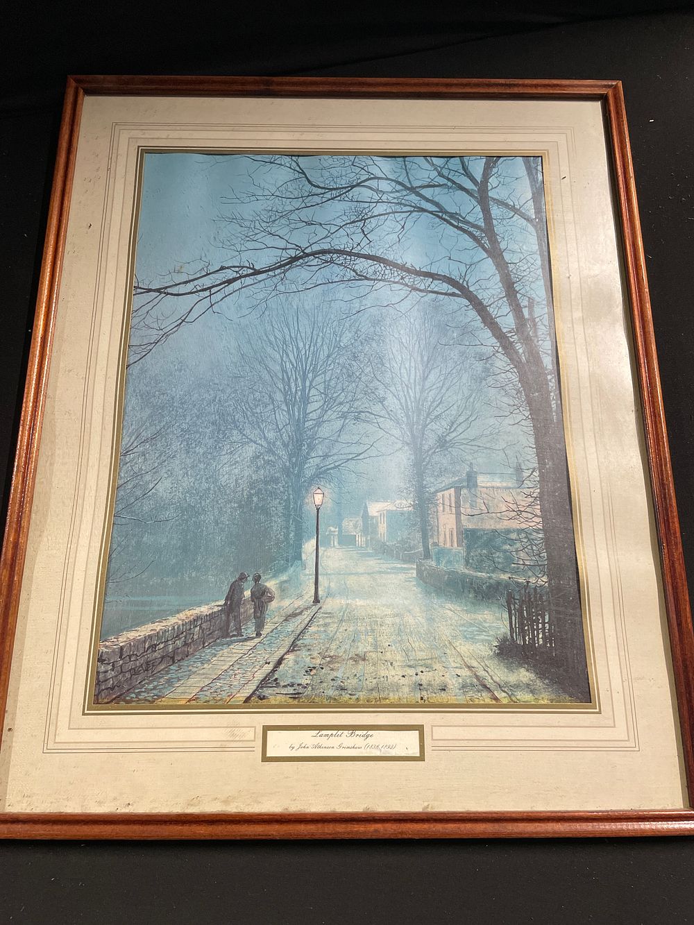 Lot 299: Lamplit bridge print by John Atkinson Grimshaw 1836-1893