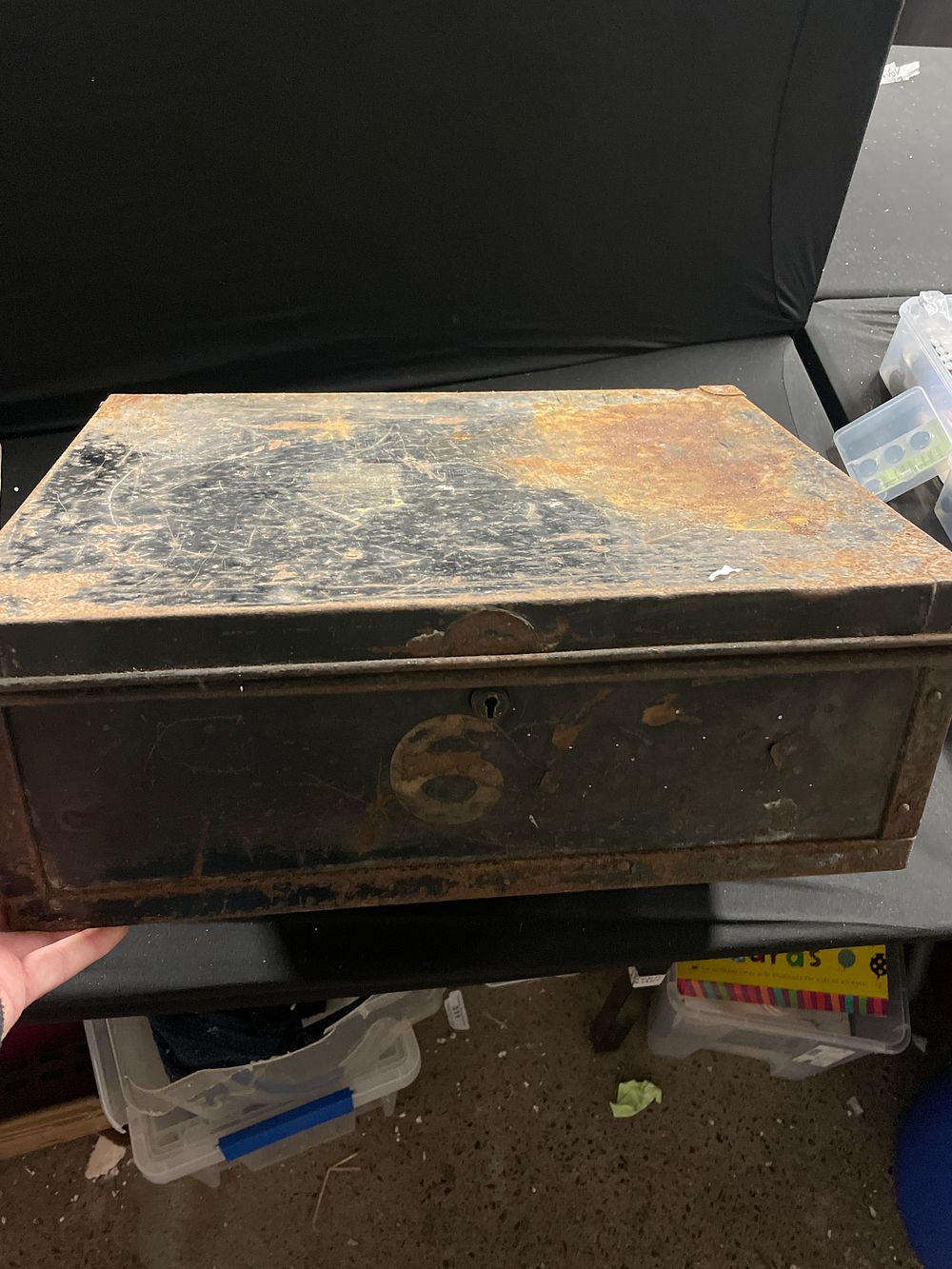 Lot 307: Large heavy metal safe box(no key)