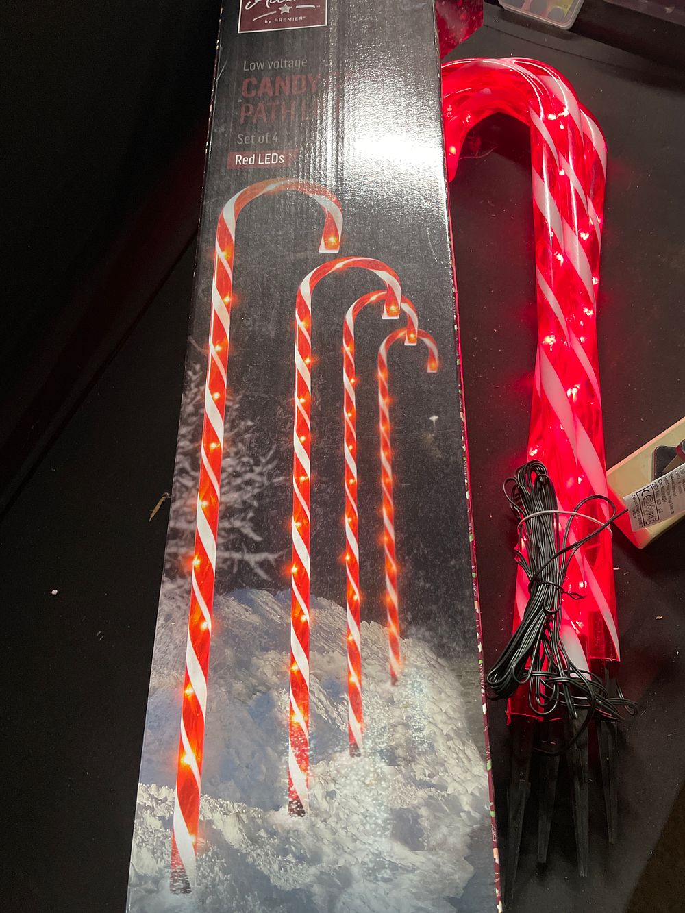 Lot 310: 4 candy cane LED path lights