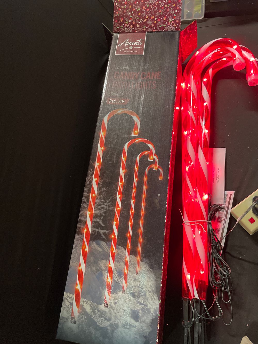 Lot 311: 4 Christmas candy cane LED path lights