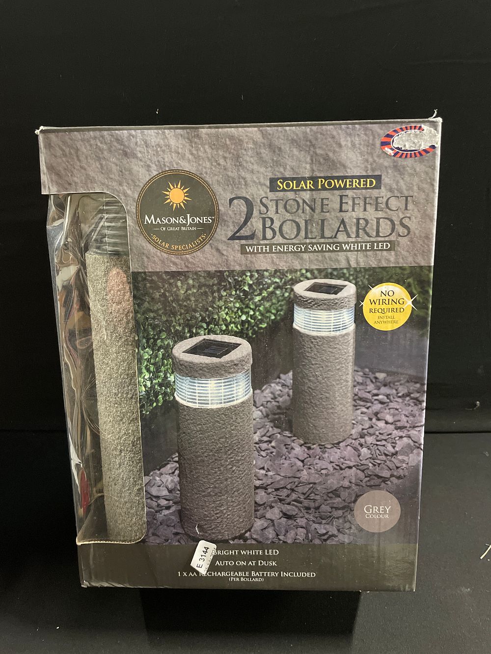 Lot 328: 2 stone effect solar bollards
