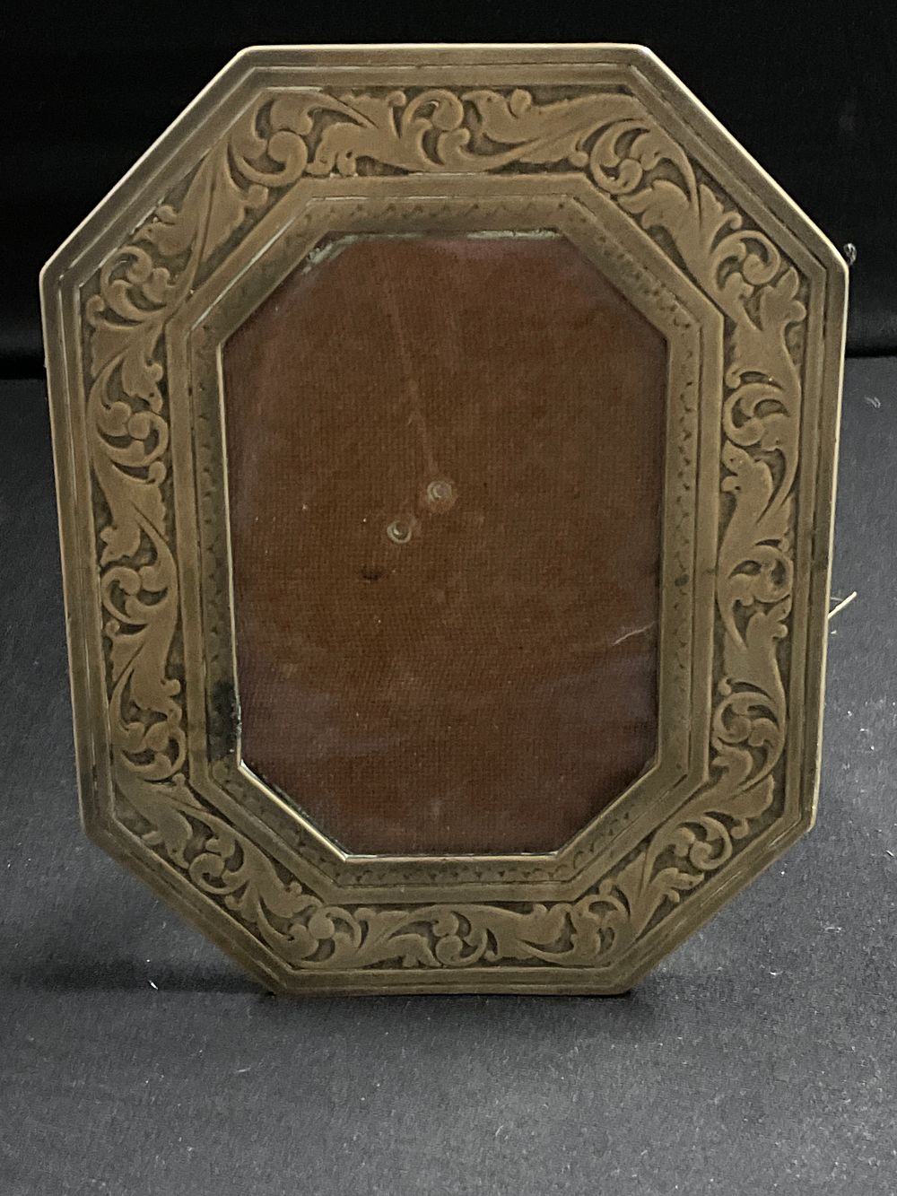 Lot 329: Antique brass octagonal photo frame