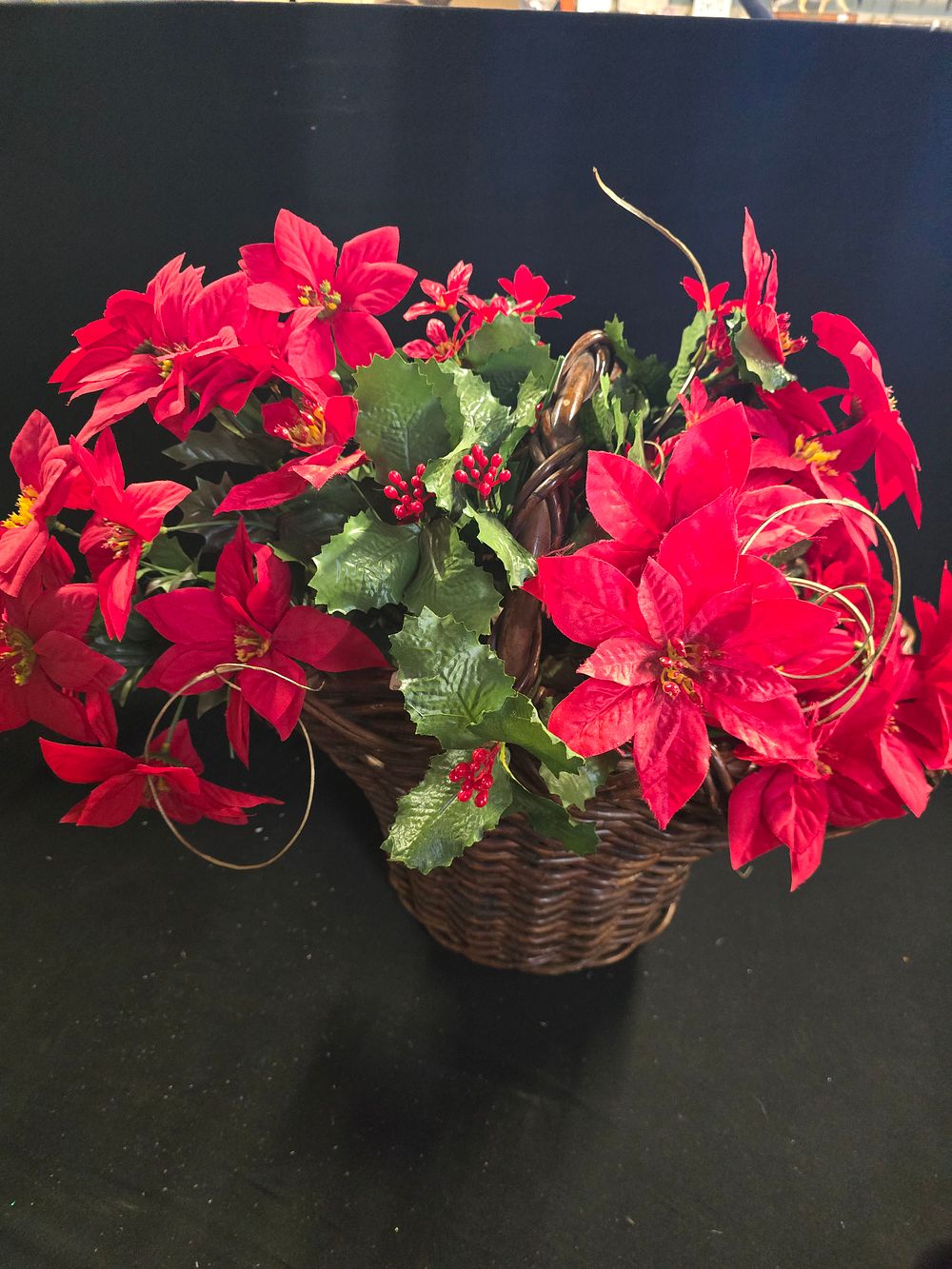 Lot 341: Christmas basket and Poinsettias