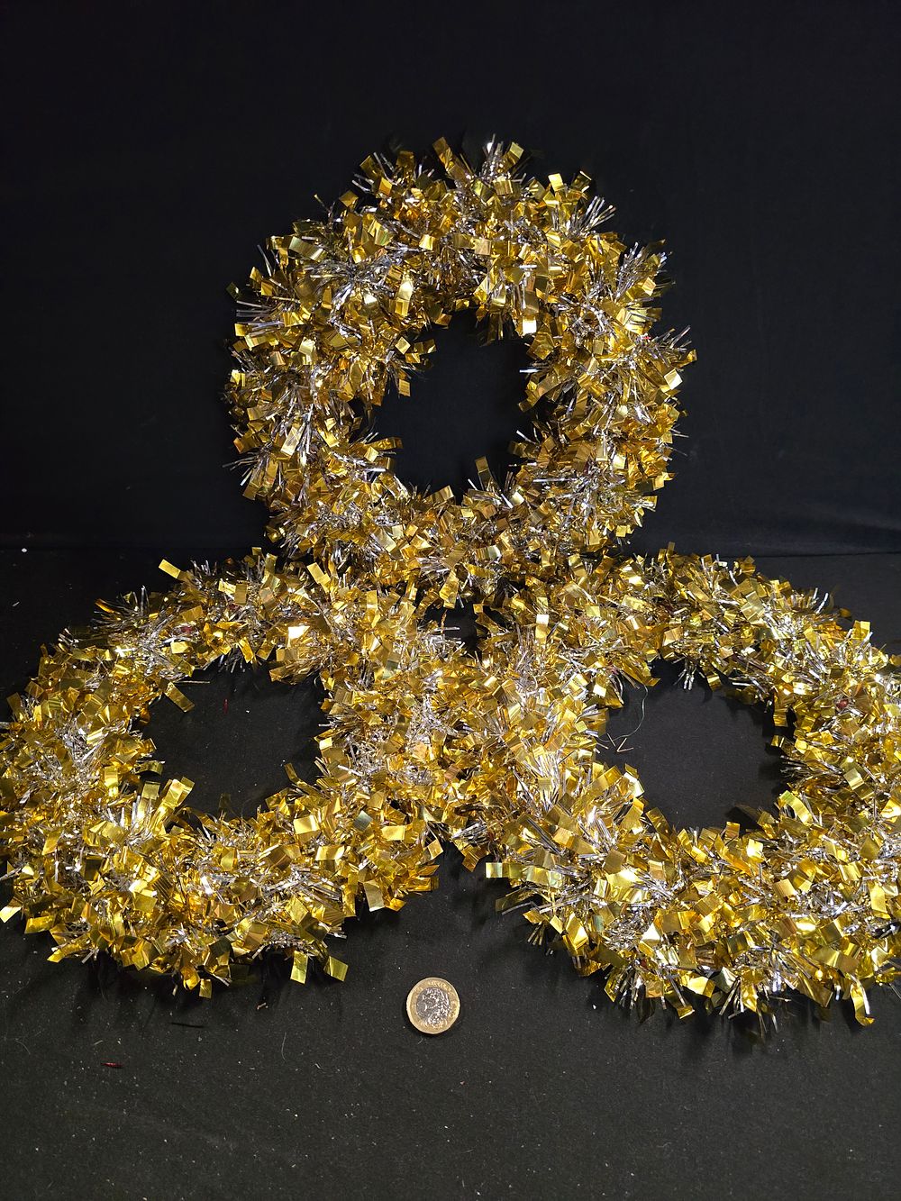 Lot 349: Three gold and silver circular tinsel wreaths