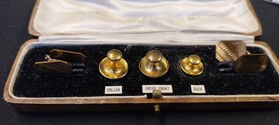 Vintage 12ct gold plated dress cufflinks and buttons in original box