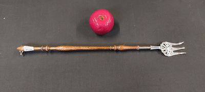 Sterling silver and wood handle Antique toasting fork Sheffield 1918