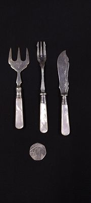 Three mother of pearl antique cutlery items