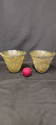 Two vintage resin light shades in a floral design