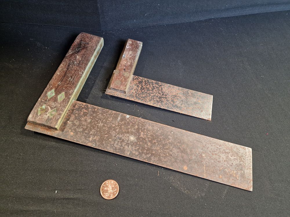 Lot 231: Pair of Vintage Rosewood and Brass Set Squares