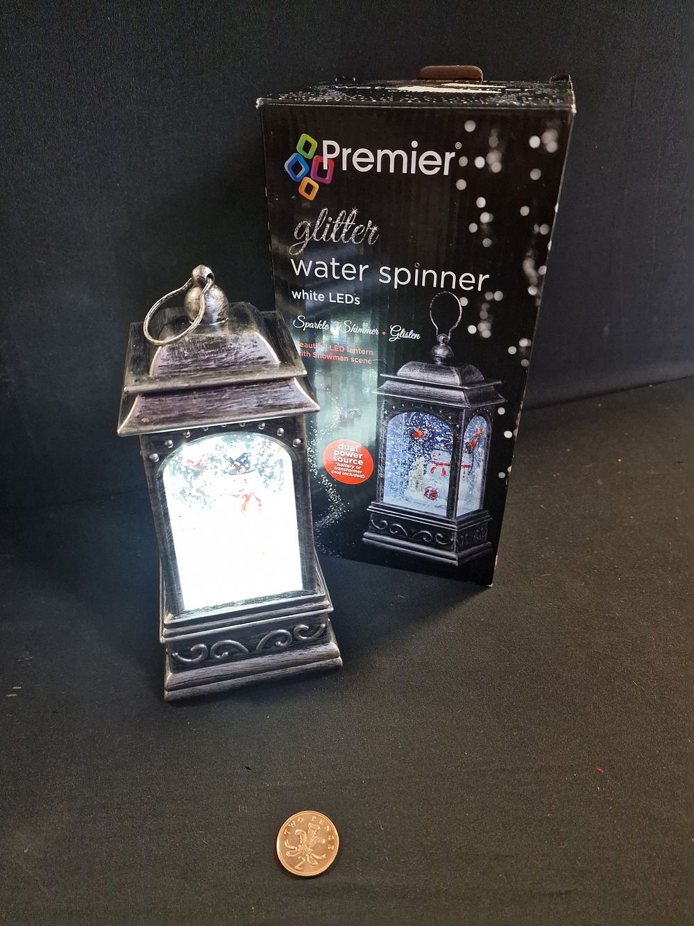 Lot 252: Beautiful LED Lantern with Snowman Scene Water Spinner