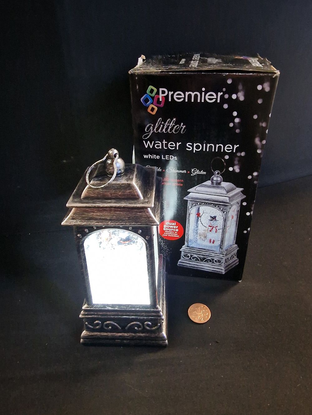 Lot 261: Beautiful LED Lantern with Snowman Scene