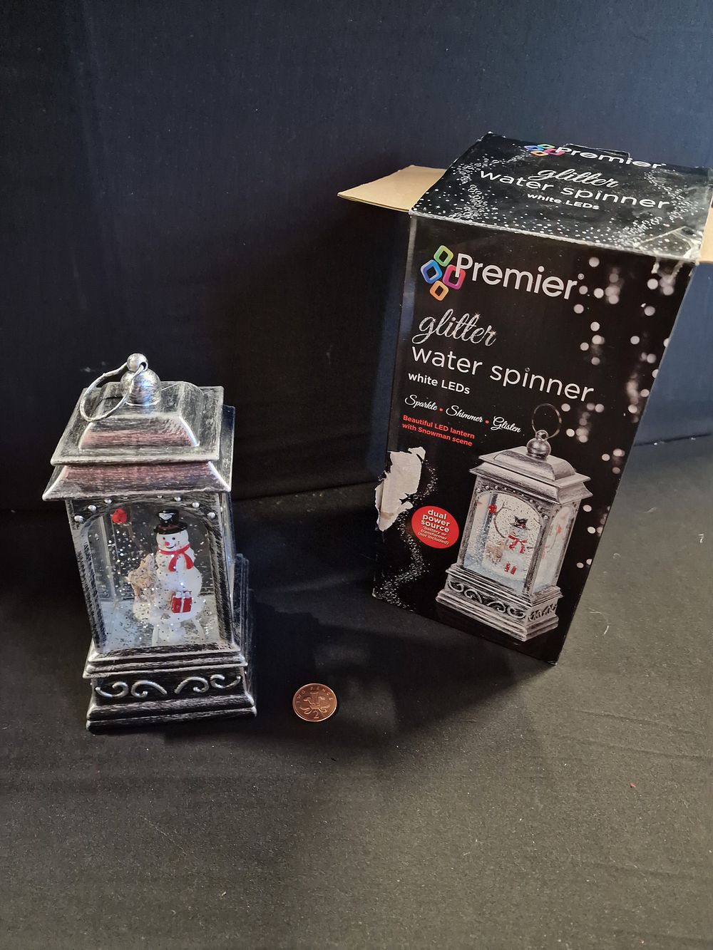 Lot 262: Beautiful LED Lantern with Snowman Scene Faulty