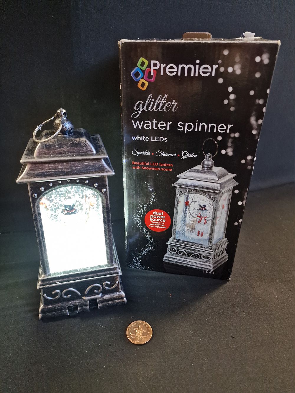 Lot 267: Beautiful LED Lantern with Snowman Scene Water Spinner