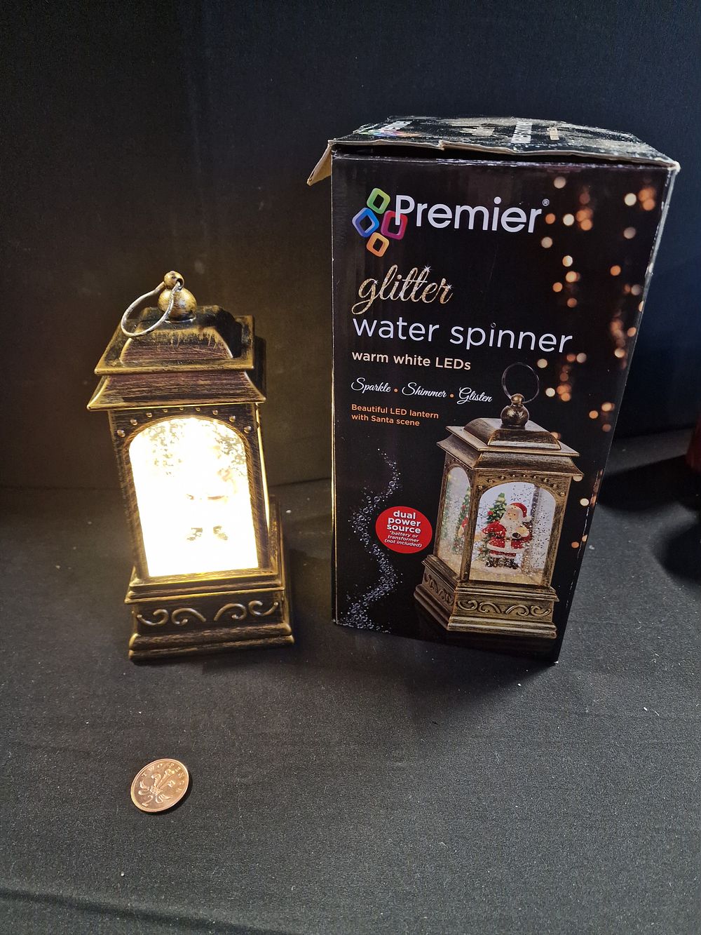 Lot 301: Beautiful LED Lantern with Santa Scene