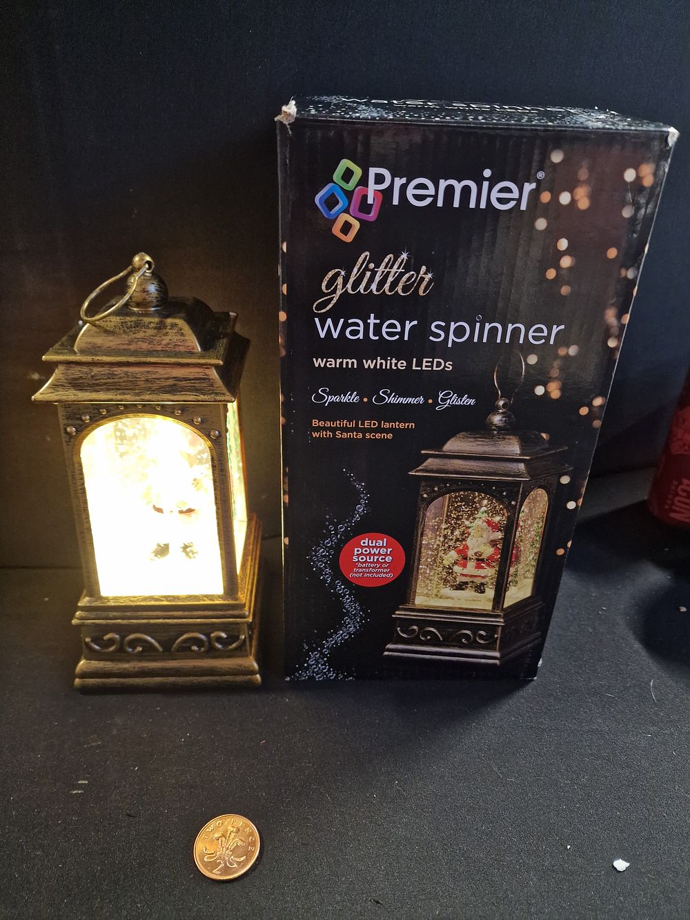 Lot 303: Beautiful LED Lantern with Santa Scene Water Spinner