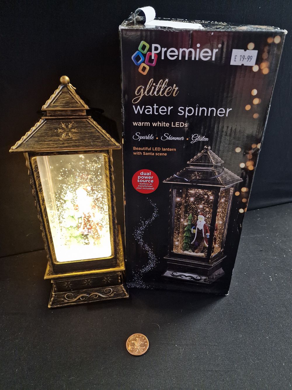 Lot 311: Beautiful LED Lantern with Santa Scene Water Spinner