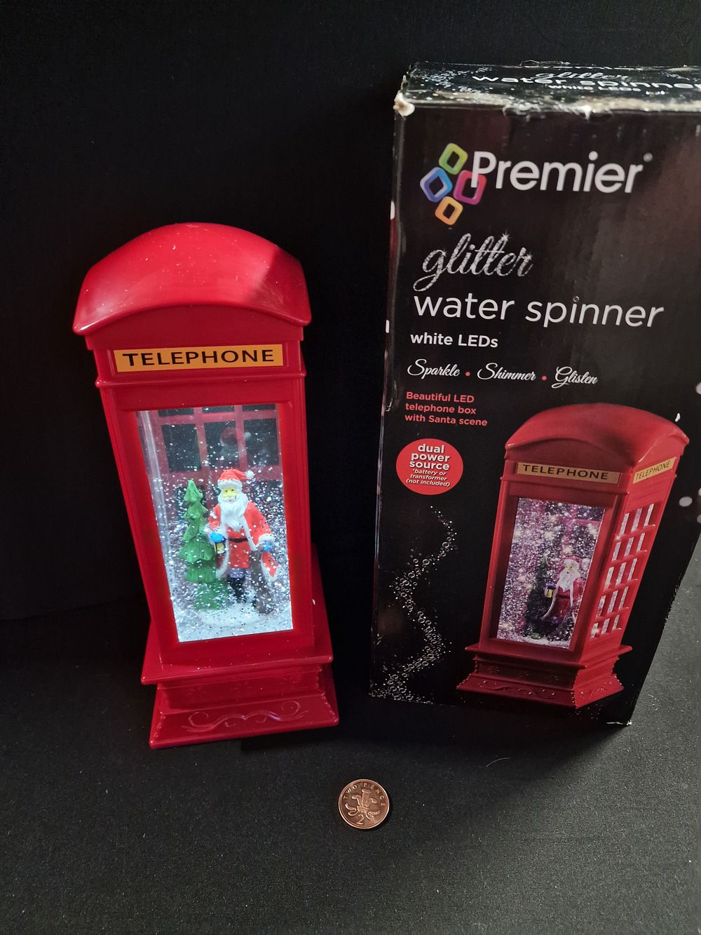 Lot 314: Beautiful LED Telephone Box with Santa Scene