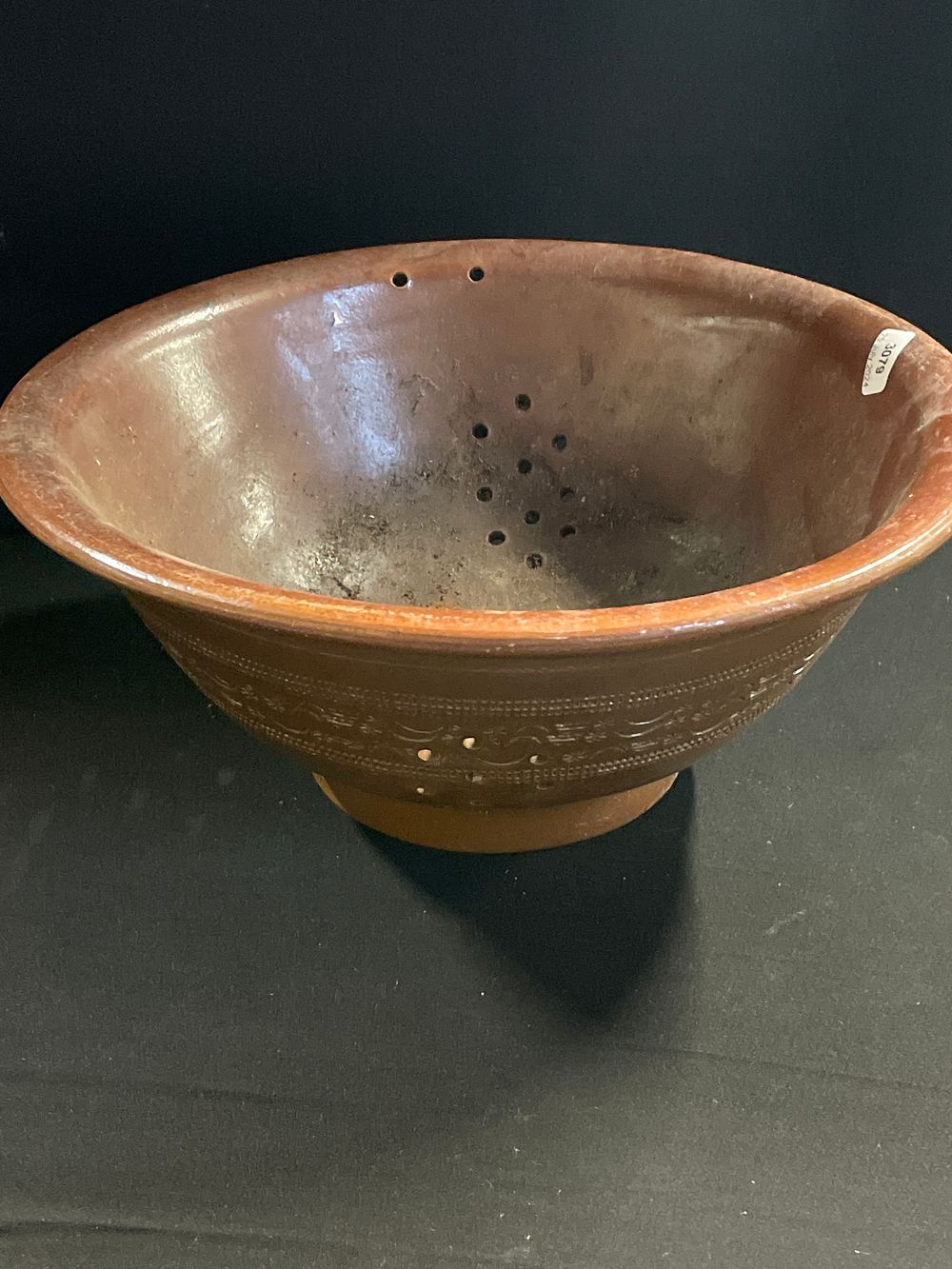 Lot 321: Salt glazed mid century cullender