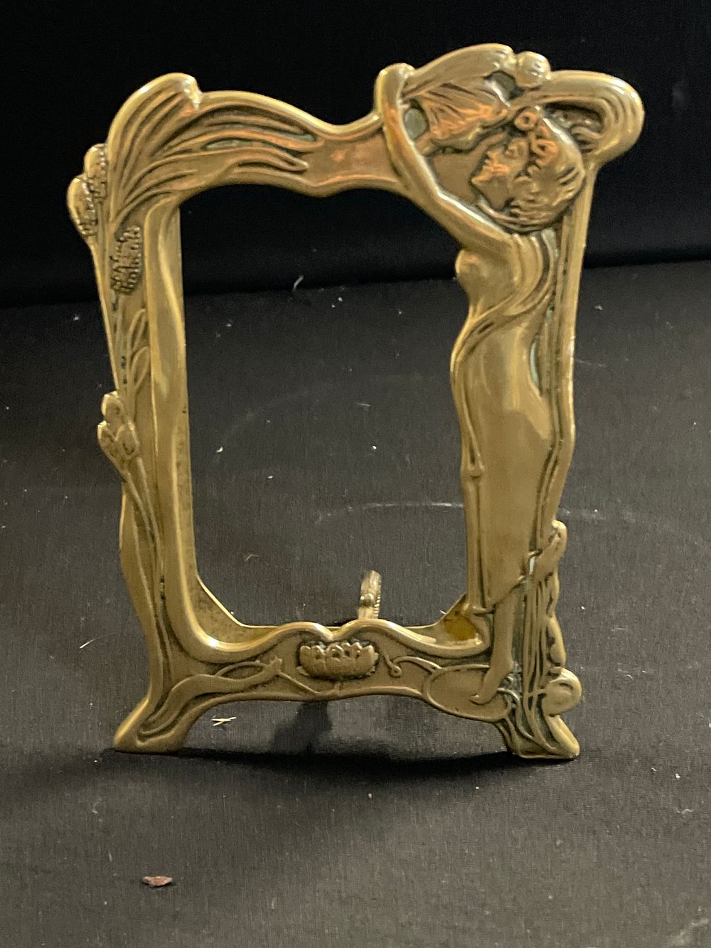Lot 328: Art nouveau brass photo frame