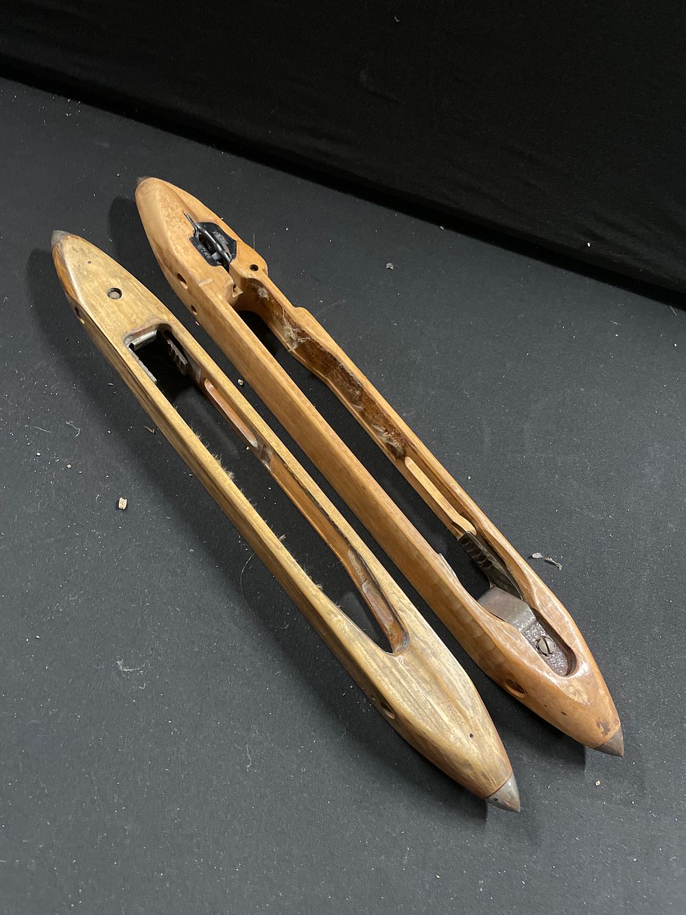 Lot 414: 2 vintage weaving shuttles