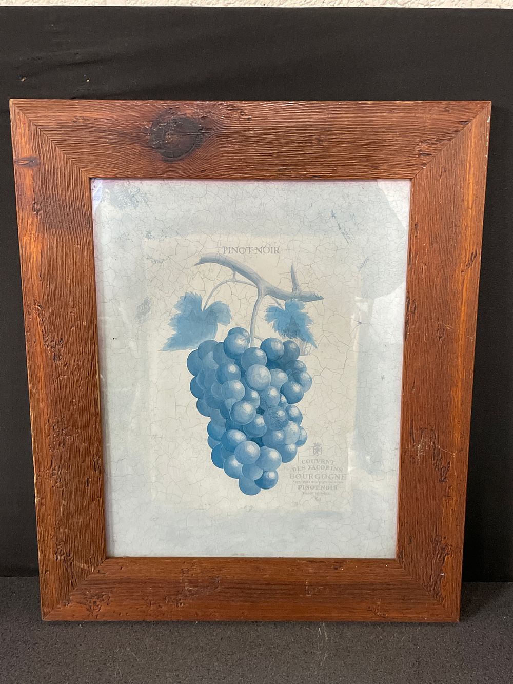 Lot 206: Pinot Noir grape print in a stunning wood frame