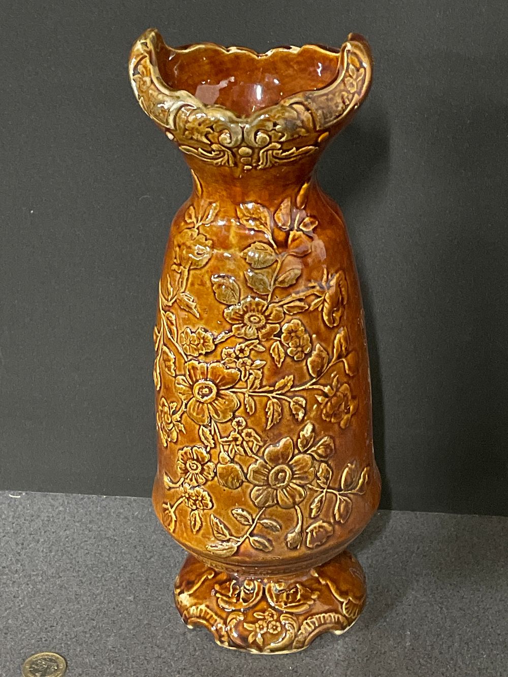 Lot 262: Vintage stone glazed vase poss German
